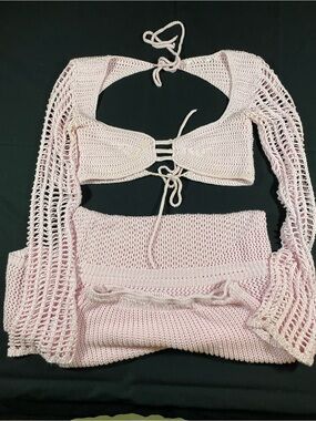 Light Pink/Purple Mermaid Mesh Skirt W/ Knit Top
